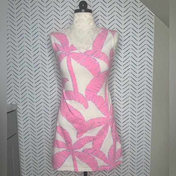 MAHI GOLD Dresses & Skirts - Mahi Gold V-Neck Pink Tropical Tank Mini Dress Size Small